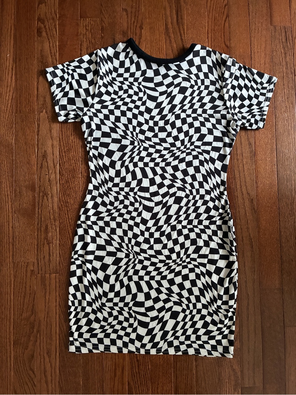 Nasty Gal Trippy Checkerboard Short Sleeve Dress - Size US 8 UK 12